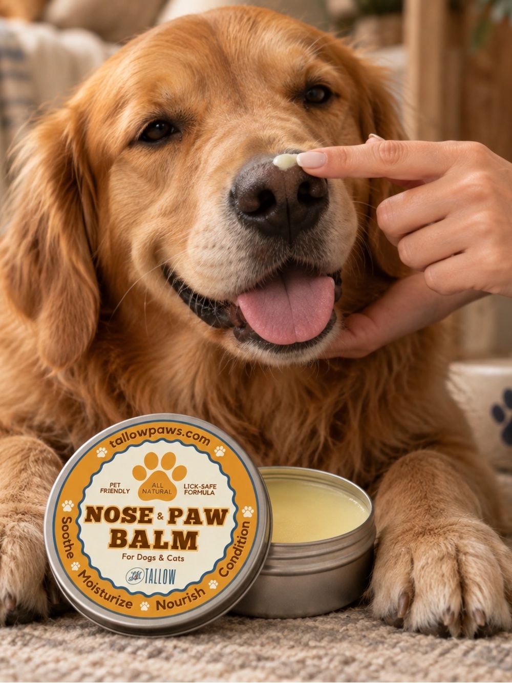 Tallow Paws Nose & Paw Balm Dogs Cats Beef Tallow Pet Moisturizer NWT 2.5oz